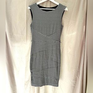 “Instantly Slimming” Black and white stripe dress